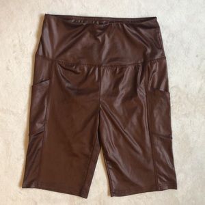 Sho Active Espresso Brown High Rise Biker Shorts with Pockets